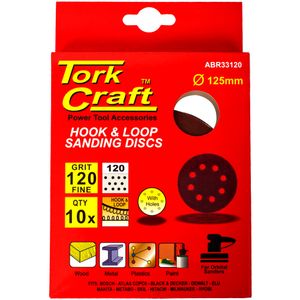 Sanding Disc 125mm 120 Grit With Holes 10/pk Hook And Loop