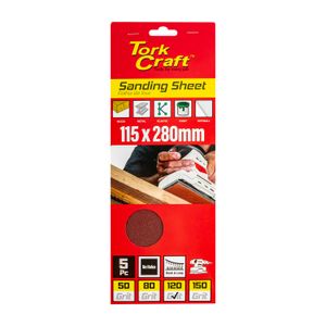 Sanding Sheet Orb 115 X 280mm 120 Grit No Holes 5/pk Hook And Loop