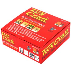 Gold Disc (50 Pieces) 320 Grit 150mm X 6+1 Holes Hook And Loop