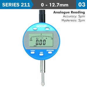 Dig. Indicator Flat & Lug Back 12.7mm 0.01mm Res.