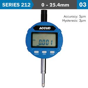 Digital Indicator Flat Back 25.4mm/1' Res0.001 Acc 5mic