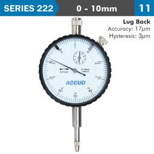 Dial Indicator 10mm 0.01mm Grad. Lug Back