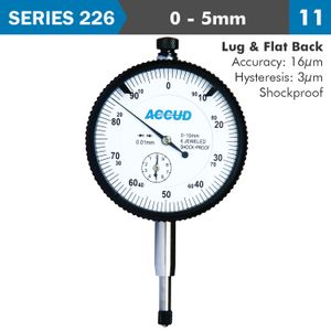 Shockproof Dial Indicator 5mm Grad.0.01mm Lug&flat Back