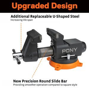 PONY 150mm (6') Pro Heavy-duty Swivel Base Bench Vise