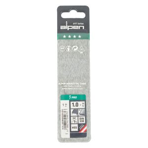 ALPEN Pro Hss 1mm Drill Din 338 Rn 135 Split Point Plastic Wallet (1
