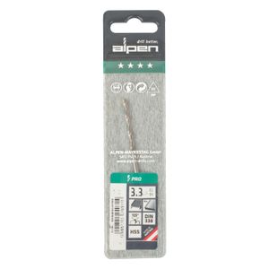 ALPEN Pro Hss 3.3mm Drill Din 338 Rn 135 Split Point Plastic Wallet (