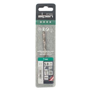 ALPEN Pro Hss 5mm Drill Din 338 Rn 135 Split Point Plastic Wallet (1
