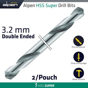 Hss Super Drill Bit Double Ended 3.2mm 2/pouch