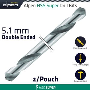 Hss Super Drill Bit Double Ended 5.1mm 2/pouch