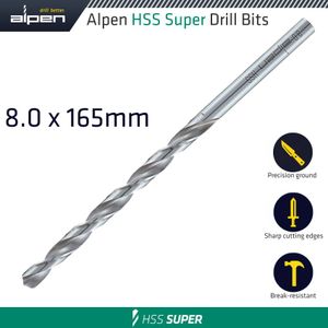 Hss Drill Bit Long 8 X 165mm Bulk