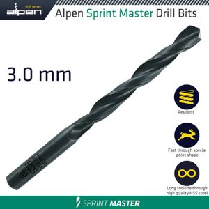 Hss Sprint Master 3mm X1 61503 Sleeved Din338 ALPEN Drill Bit