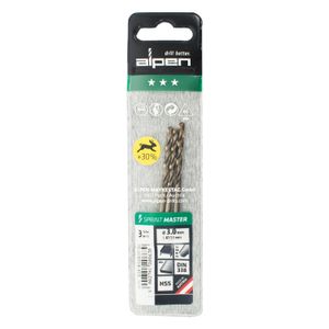Hss Sprint Master 3.0mm X3 Sleeved Din338 ALPEN Drill Bit
