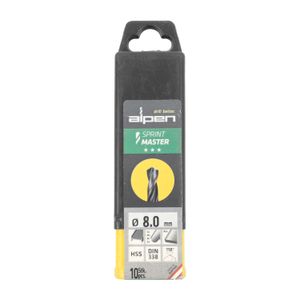 Hss Sprint Master 8.0mm 10-pack Hang Tag Din 338 ALPEN Drill Bits