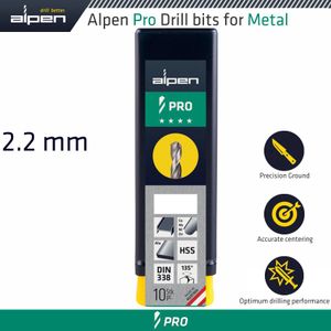 ALPEN Pro 2.2 Mm Hss Drill Din 338 Rn 135 With Split Point Bulk
