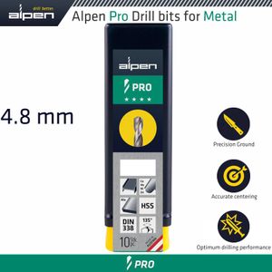 ALPEN Pro Hss Drill Din 338 Rn 135 With Split Point 4.8mm Bulk