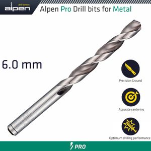 ALPEN Pro 6.0mm Hss Drill Din 338 Rn 135 With Split Point Bulk