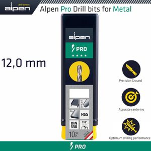 ALPEN Pro Hss Drill Din 338 Rn 135 With Split Point 12.0mm Bulk