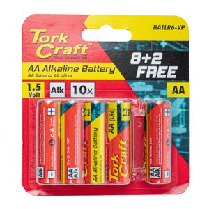Battery Aa 1.5v Value Pack 10 Pack 8 + 2 Free Carded Alkaline