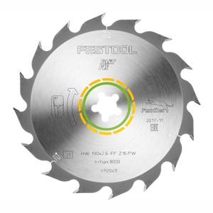 FESTOOL HW 190x2,6 FF PW16 WOOD RIP CUT 190mm 16-Tooth Saw Blade