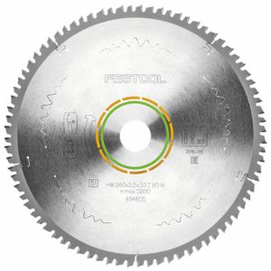 FESTOOL HW 260x2,5x30 W80 Wood Fine Cut Saw Blade 260mm 80T