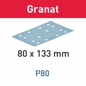 FESTOOL STF 80x133 P80 GR/50 Granat Abrasive Sheets 80 x 133mm P80 50 Piece