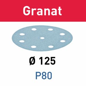 FESTOOL D125 P80 GR/50 Granat Abrasive Discs 125mm P80 50 Piece