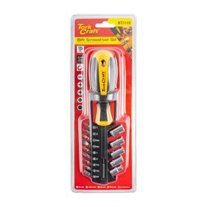 15pc Screwdriver Set With Bits Sockets And Belt Clip