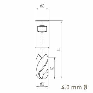 MAYKESTAG HSS-Co8 Slot End Mill With Radius 4mm Short Series 2 Flute Centre Cutting