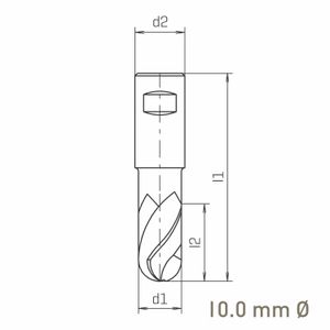 MAYKESTAG HSS-Co8 Slot End Mill With Radius 10mm Short Series 2 Flute Centre Cutting