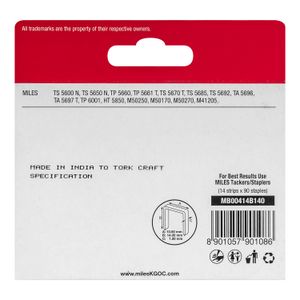 Galv Staples 18g T50 14mm X 1250pcs MILES No4