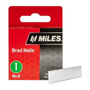 Galv Brad Nail T14 18g 14mm X 1000pcs MILES No8
