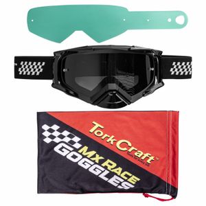 TORK CRAFT Mx Race Goggles Black & White Adult