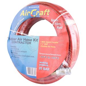 Rubber Hose Kit 8mmx10m Red W/aro Coupler