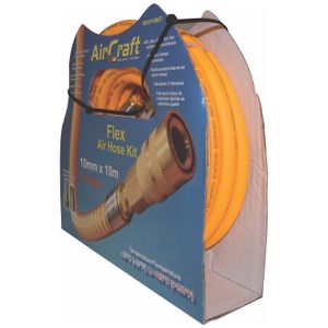 Flex Air Hose Kit 10mm X 10m Orange W/quick Coupler & Connector Yohko