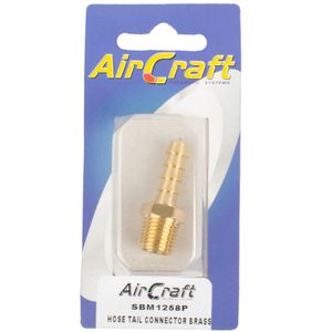 Hose Tail Connector Brass 1/4m X 8mm 1pc Pack