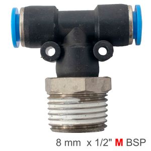 Pu Hose Fitting Tee 8mm-1/2 M