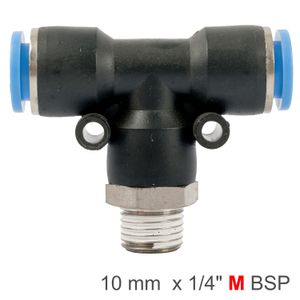 Pu Hose Fitting Tee 10mm-1/4 M