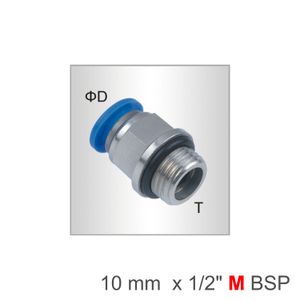 Pu Fitting Str. Stud W/o-ring 10mm-1/2 M