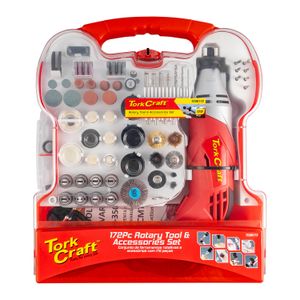 TORK CRAFT Mini Rotary Tool 170W and Accessory Kit 172 Piece In Plastic Case
