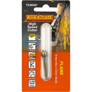 TORK CRAFT Mini High Speed Cutter 6.4mm Flame 3.2mm Shank