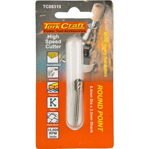 TORK CRAFT Mini High Speed Cutter 6.4mm Round Point 3.2mm Shank
