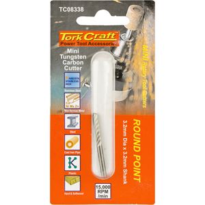 TORK CRAFT Mini Tungsten Carbide Cutter 3.2mm Round Point 3.2mm Shank