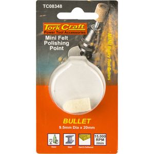 TORK CRAFT Mini Felt Polishing Point Bullet 9.5mm X 20mm