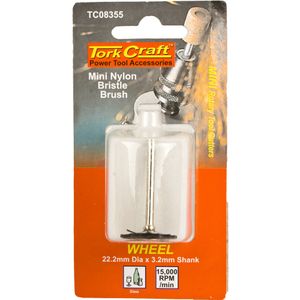 TORK CRAFT Mini Nylon Bristle Brush Wheel 19.1mm 3.2mm Shank