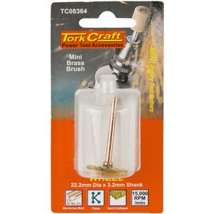 TORK CRAFT Mini Brass Brush Wheel 19.1mm 3.2mm Shank