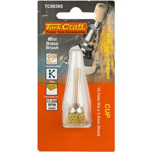 TORK CRAFT Mini Brass Brush Cup 12.7mm 3.2mm Shank