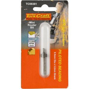 TORK CRAFT Mini Router Bit 9.5mm Piloted Beading with 3.2mm Shank
