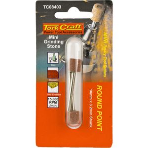 TORK CRAFT Mini Grinding Stone 11.1mm Round Point 3.2mm Shank 2 Piece