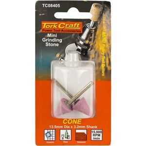 TORK CRAFT Mini Grinding Stone 15.9mm Cone 3.2mm Shank 2 Piece