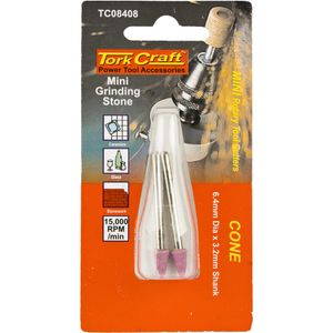 TORK CRAFT Mini Grinding Stone 6.4mm Cone 3.2mm Shank 2 Piece